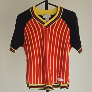 Vintage Express Tricot 100% Cotton Knit Striped Shirt Size: Large